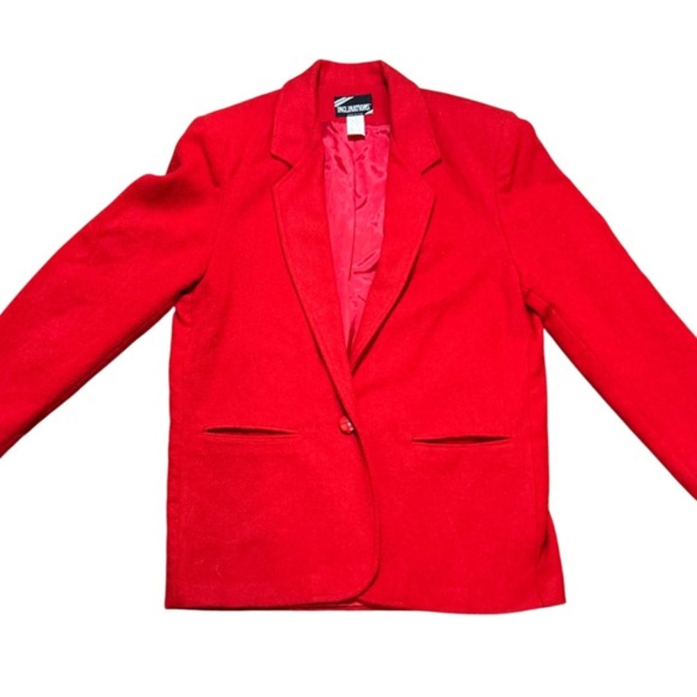 Inclinations Women Red Wool Blend Blazer Jacket Size‎ Medium